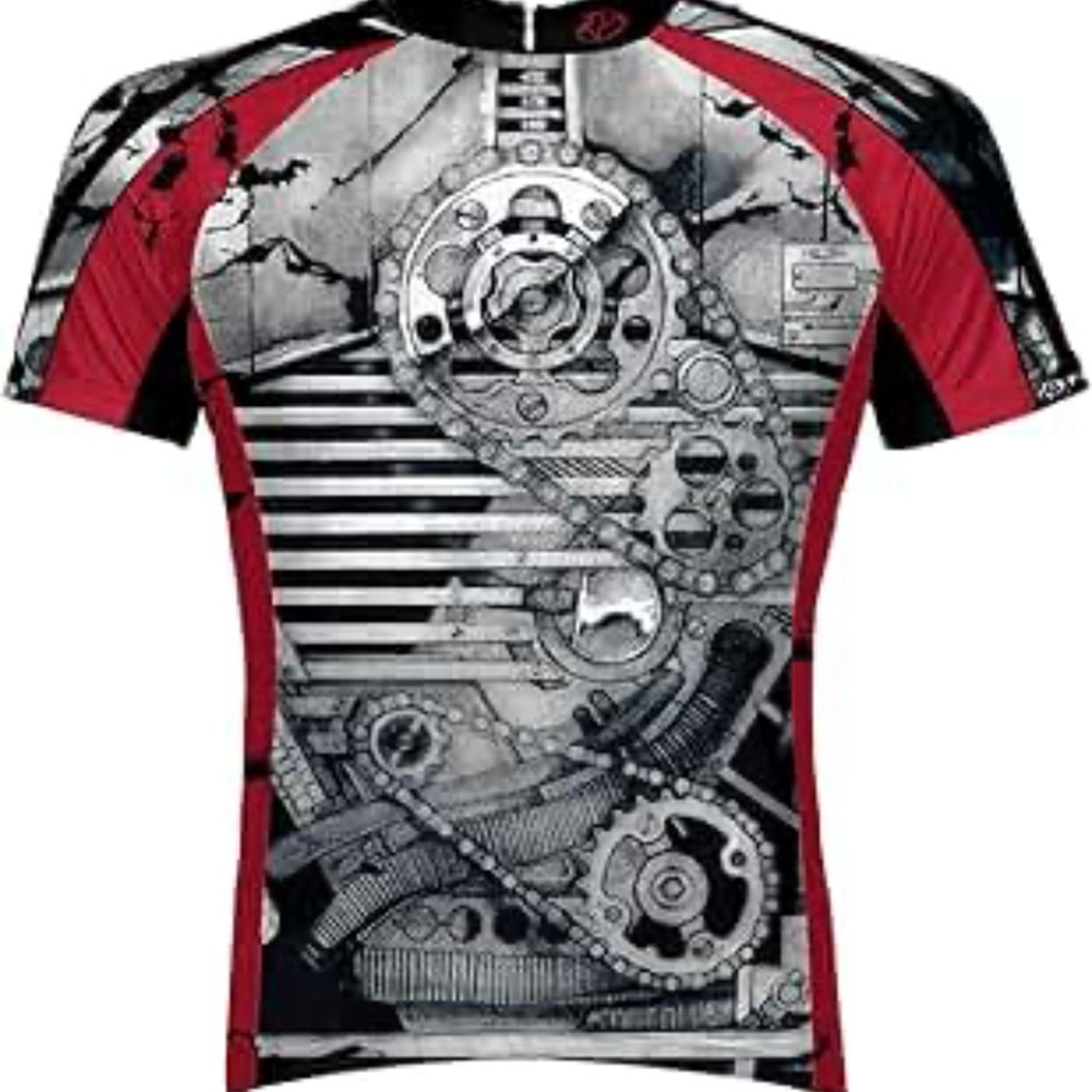 Red and Black Graphic Cycling Jersey (Medium)